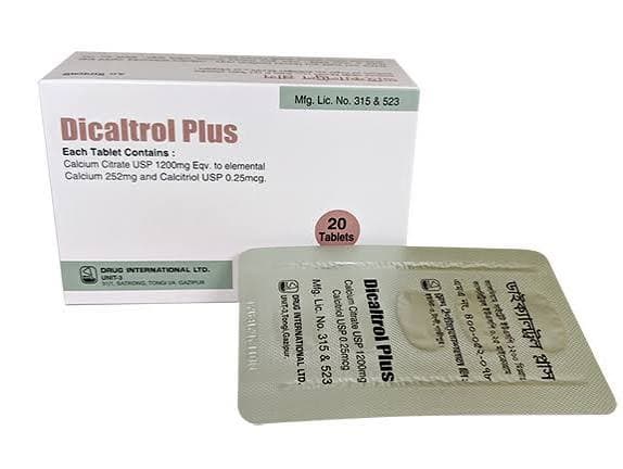 Dicaltrol Plus Tablet 1200 mg+0.25 mcg 5's strip