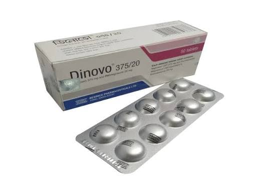 Dinovo Tablet 375 mg+20 mg 10's strip